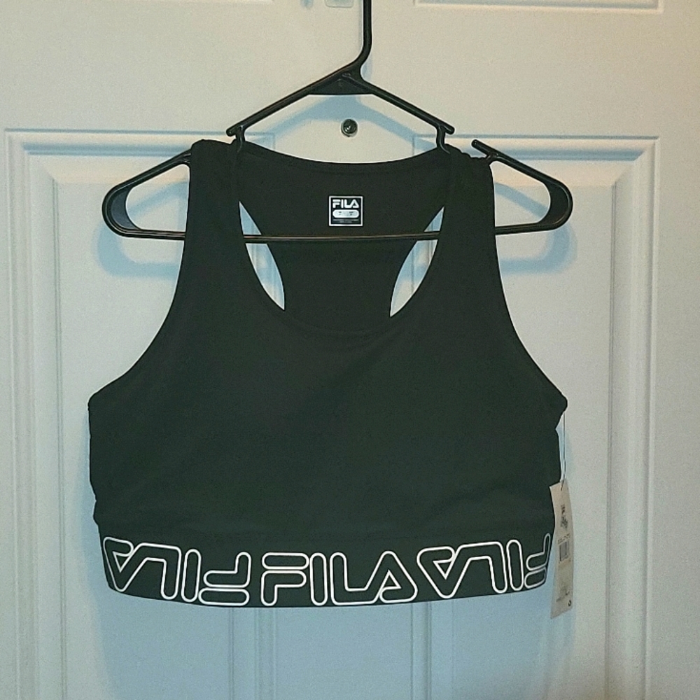 Fila All Day Bra Top Black/White Size 2x NWT